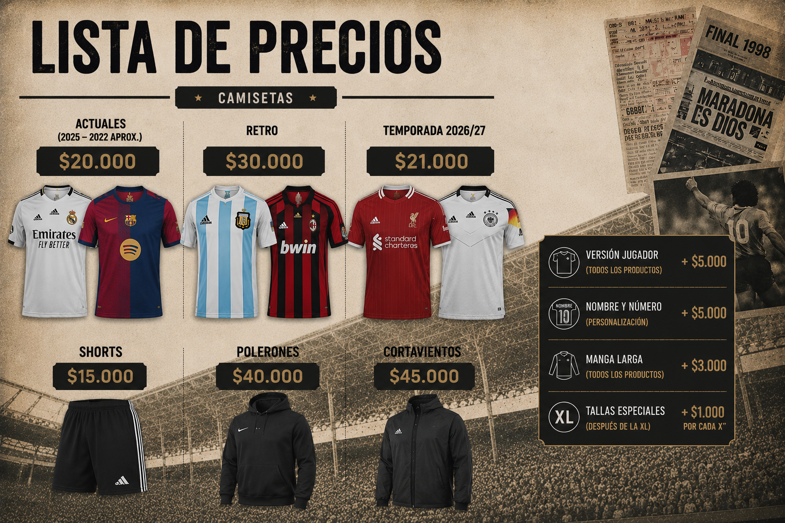 Lista de precios Camisetas Pinguino Sport