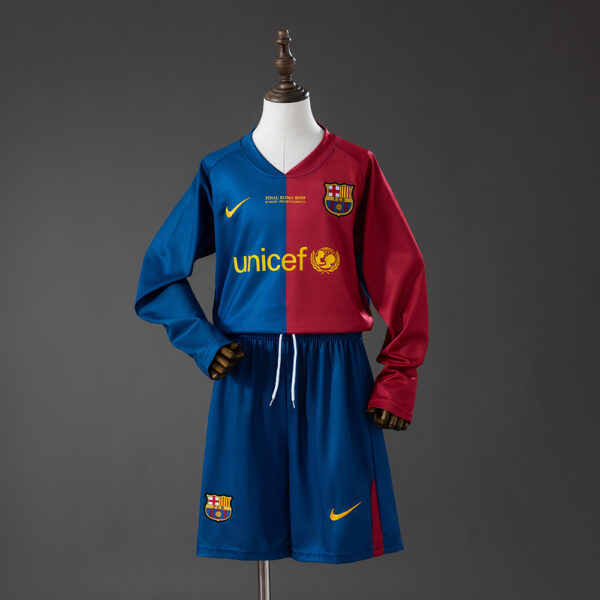 Kit Retro Infantil Barcelona 2008/09 Local manga larga