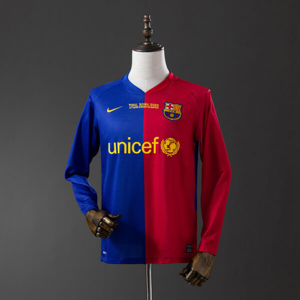 Camiseta Retro Barcelona 2008/09 Champions Local, manga larga