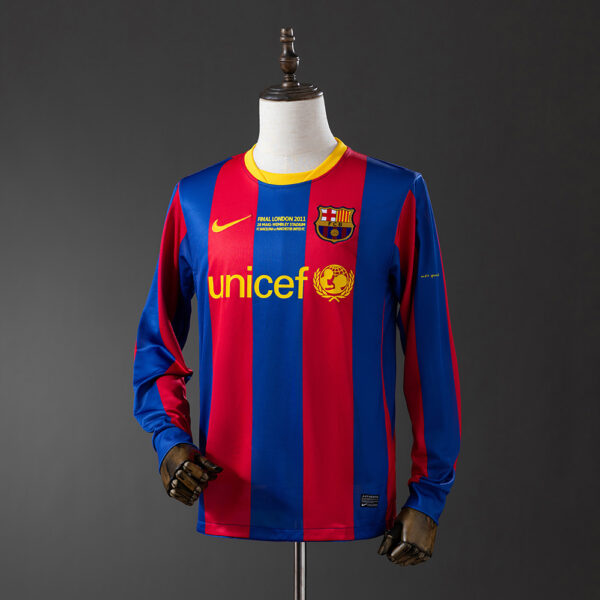 Camiseta Retro Barcelona 2010/11 Local, Edición Champions manga larga